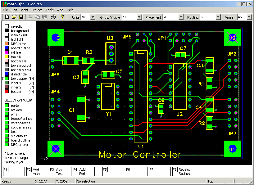 FREE-PCB Screenshot 1, Copyright reserved by FREE-PCB