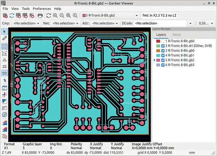 Gerbv Screenshot 4, Copyright reserved by Gerbv