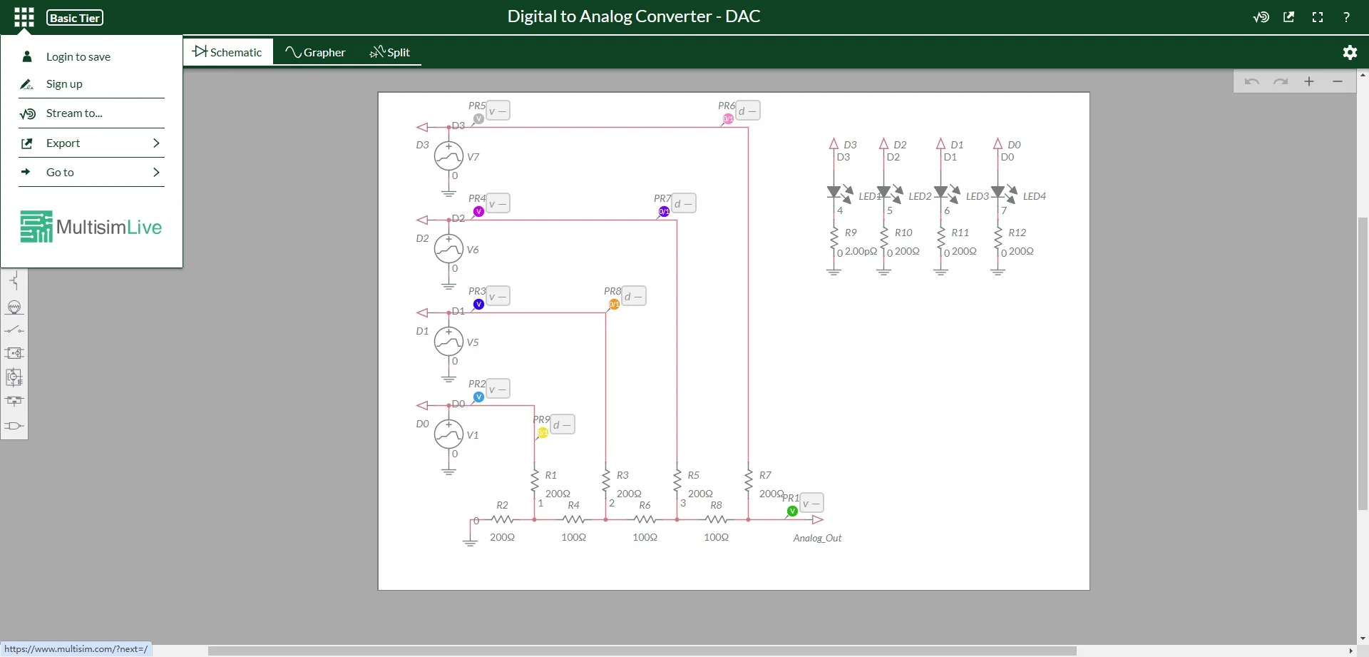 Multisim Live Screenshot 1, Copyright reserved by Multisim Live