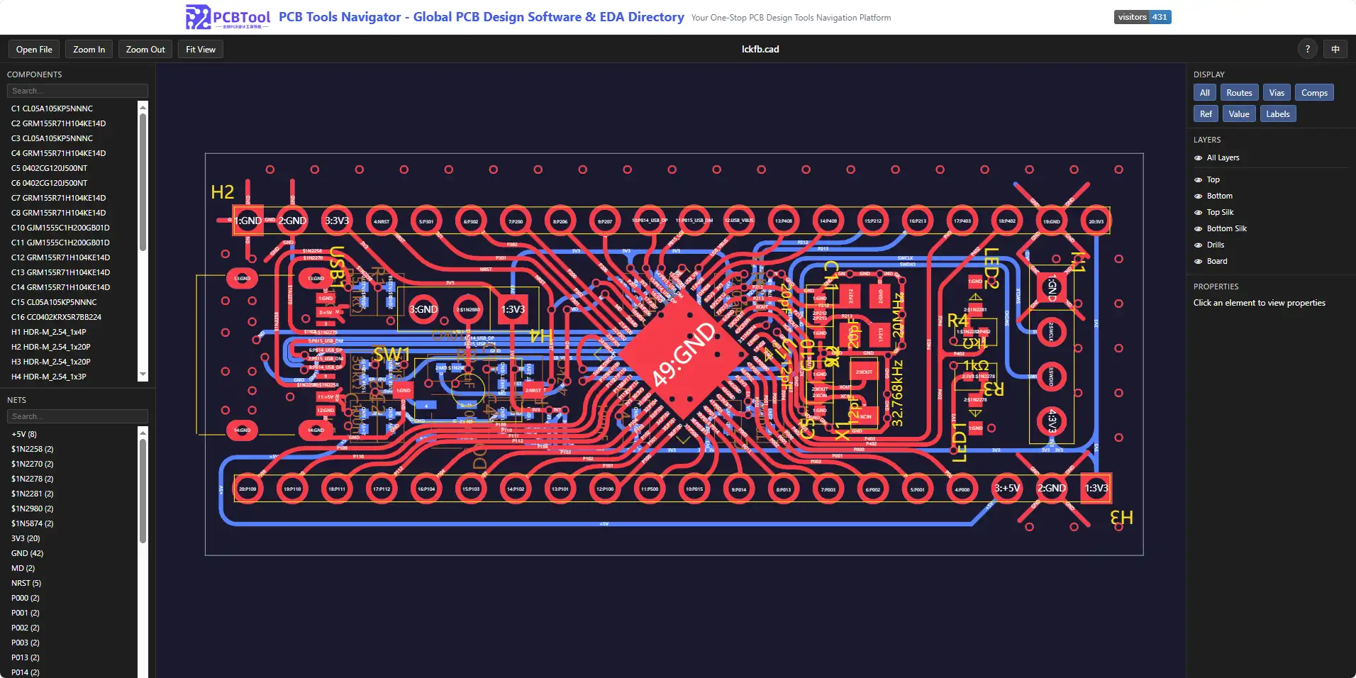 Online GenCAD Viewer Screenshot 1, Copyright reserved by Online GenCAD Viewer