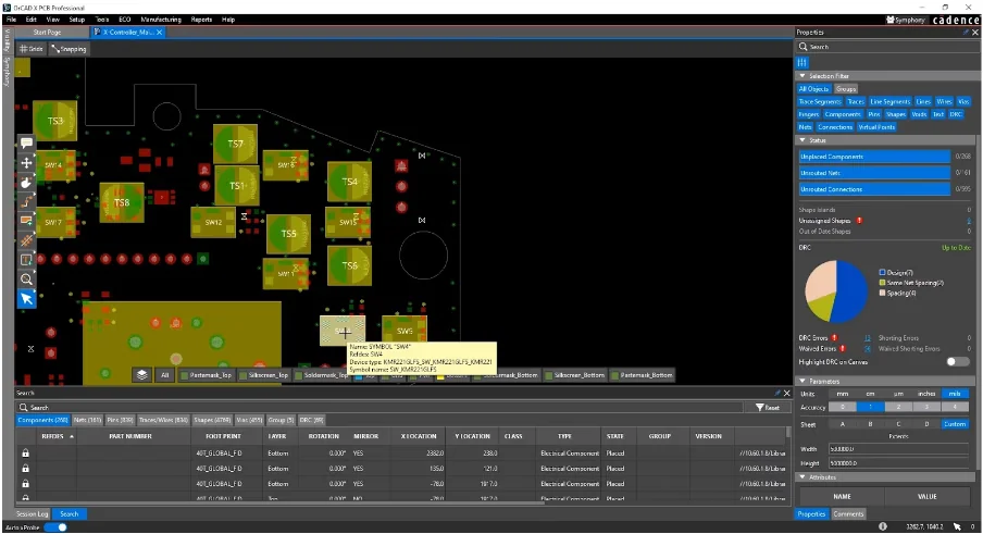 OrCAD X PCB Screenshot 2, Copyright reserved by OrCAD X PCB