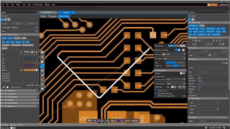 OrCAD X PCB Screenshot 5, Copyright reserved by OrCAD X PCB