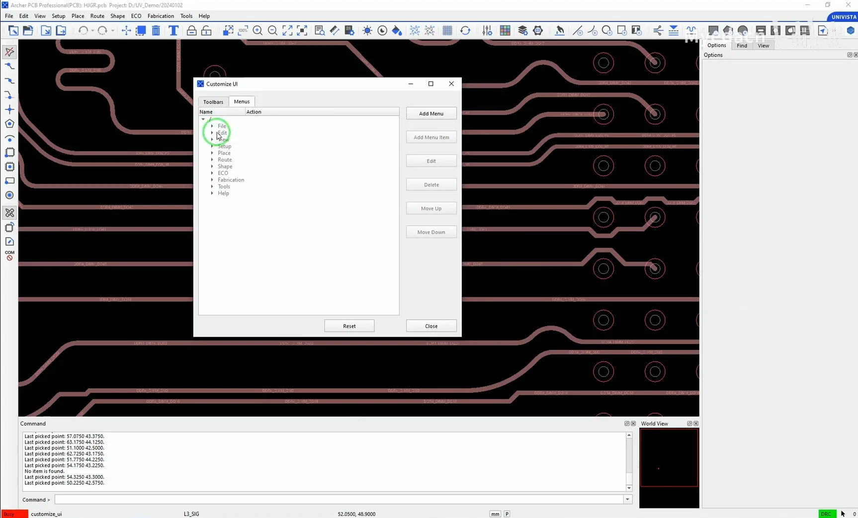 UniVista Archer PCB Screenshot 2, Copyright reserved by UniVista Archer PCB