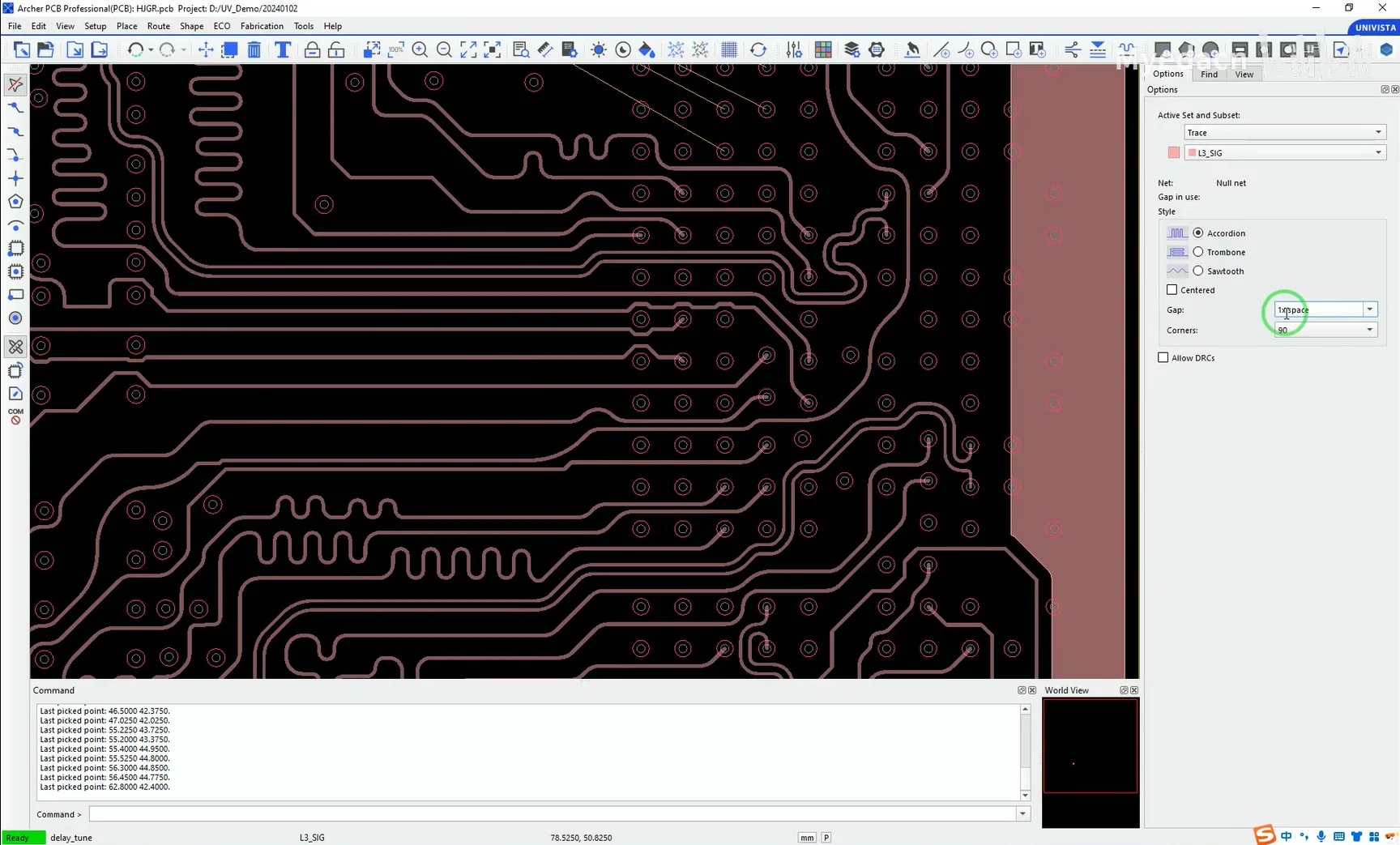 UniVista Archer PCB Screenshot 3, Copyright reserved by UniVista Archer PCB